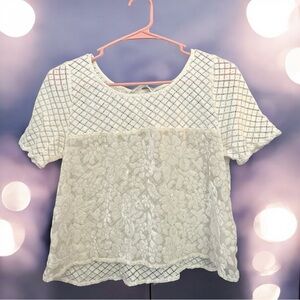 Abercrombie & Fitch White Cropped Boxy Blouse